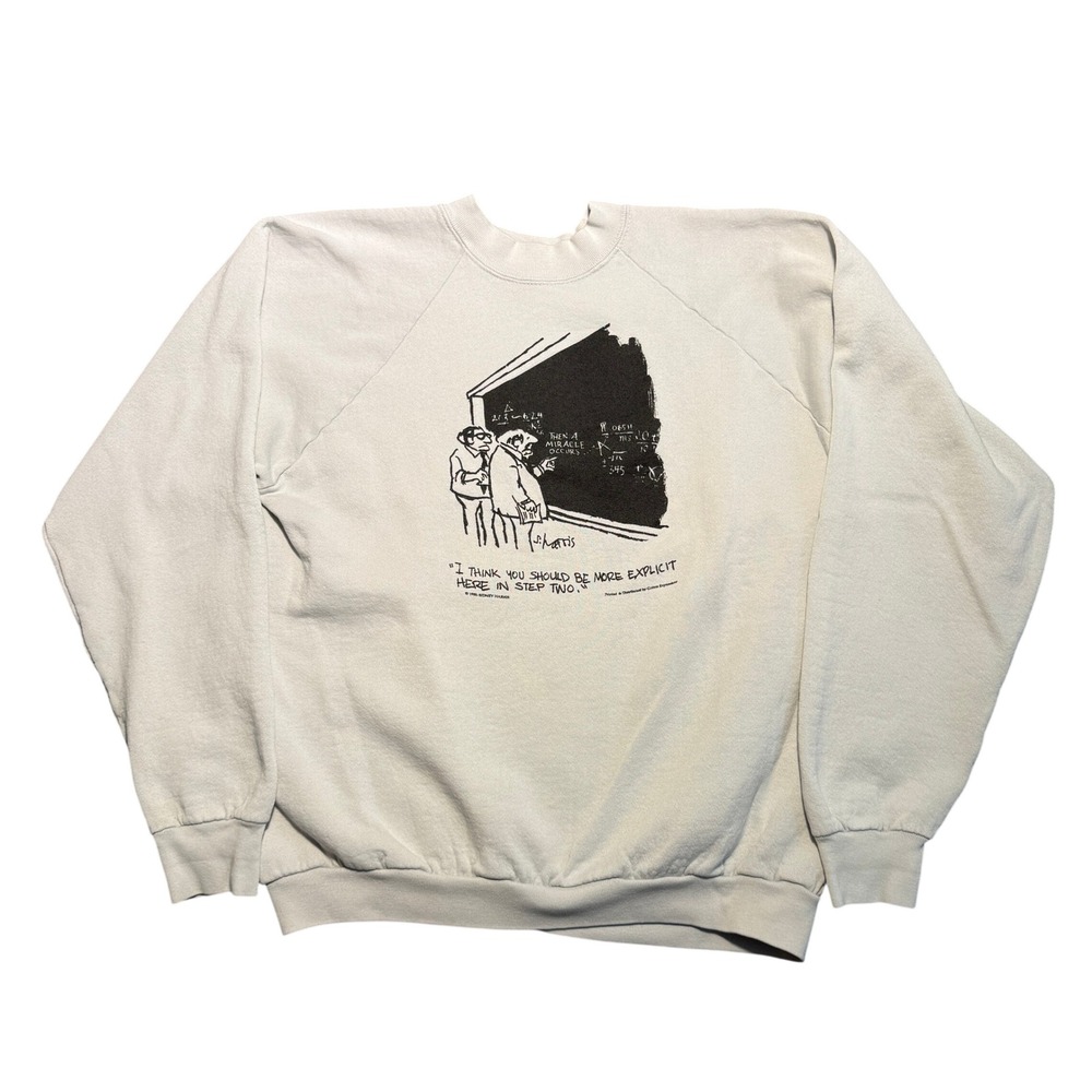 Vintage 1985 Sidney Harris Science Miracle Sweatshirt God XL Gray